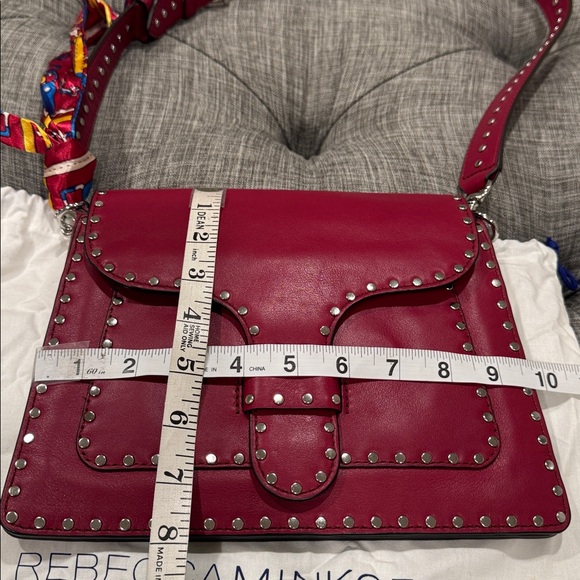 Rebecca Minkoff Bag Midnighter Red Leather Studded Shoulder Bag - Picture 17 of 17